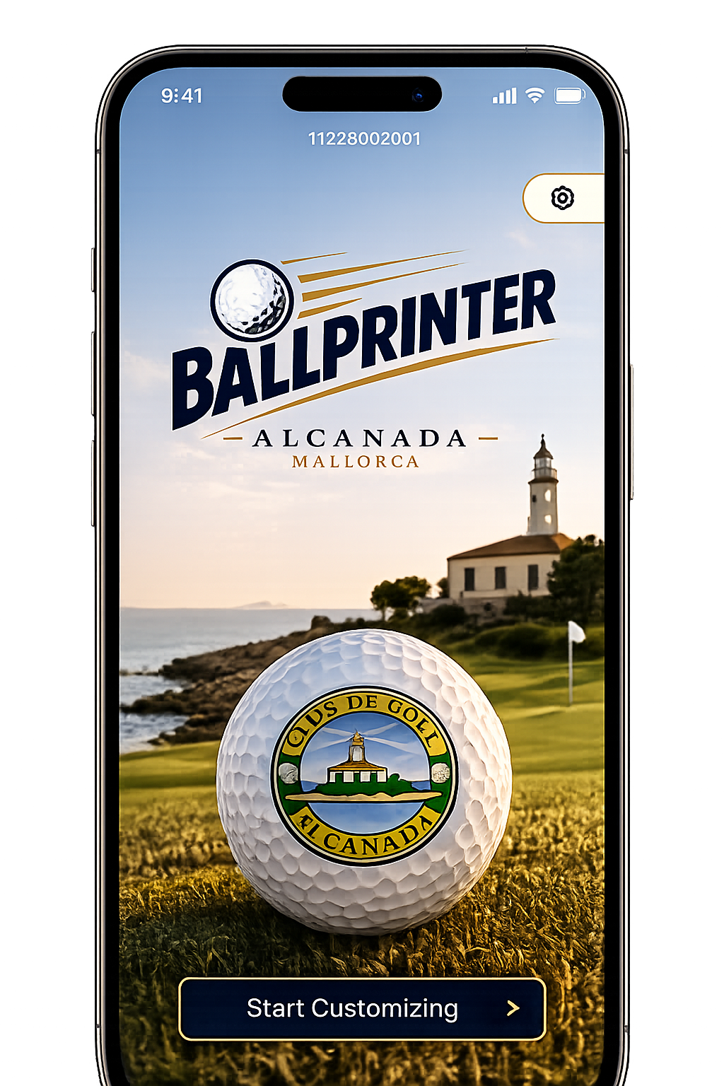 Ballprinter app splash screen, customized for Club de Golf Alcanada